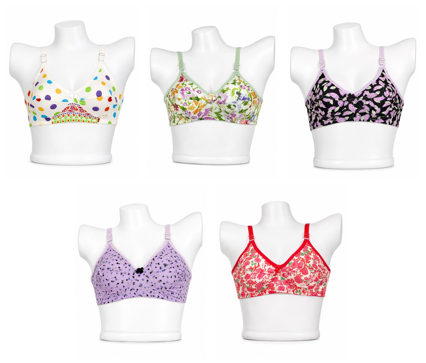 Pack of 5 Random Print Loan bra